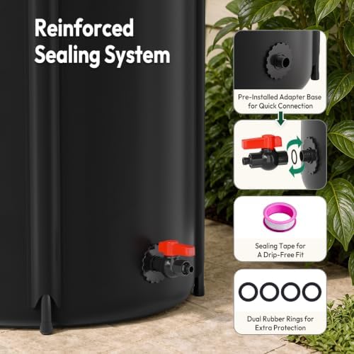 VINGLI Collapsible Rain Barrel Portable Rain Water Collection (Black, 100 Gallon) - Image 3