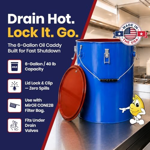MirOil 6 Gallon Blue Oil Grease Bucket & Filter Pot - Image 4