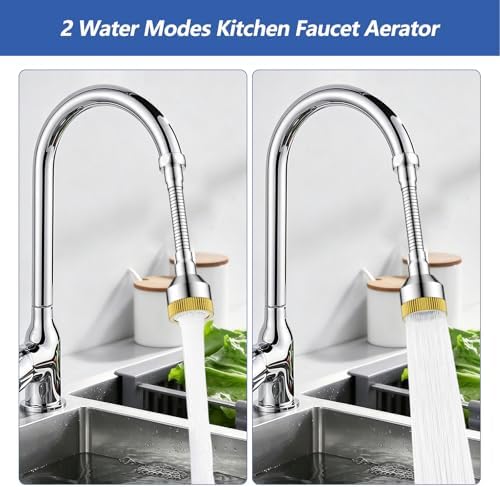 Faucet Sink Aerator/Extender/Sprayer/nozzle,Faucet Attachment Replacement for Bathroom&Kitchen, Anti-slip Swivel Aerator with 55/64" Threaded Adapter (Long-length silver) - Image 2