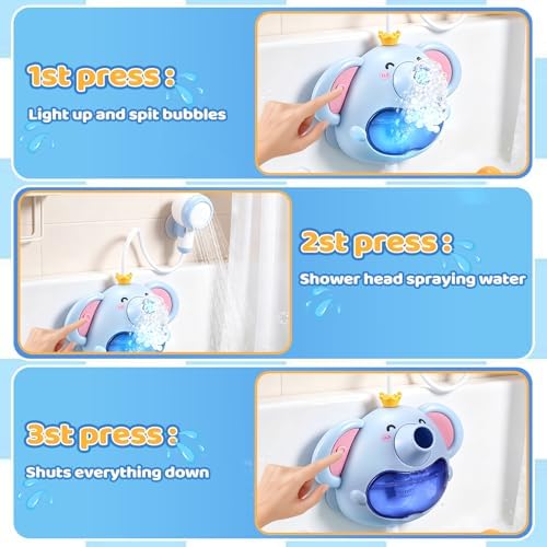 Bath Toys Light Up Baby Bath Toys for Kids Ages 1-3 4-8 Bath Bubble Machine 2 in 1 with Baby Shower Head Toddler Bath Toys with Colourful RGB Light - Image 4