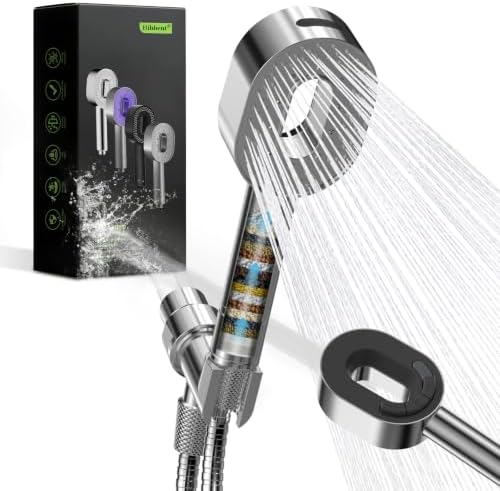 Hibbent 5-Spray Filtered Handheld Showerhead with All Metal Holder, Chrome by Hibbent