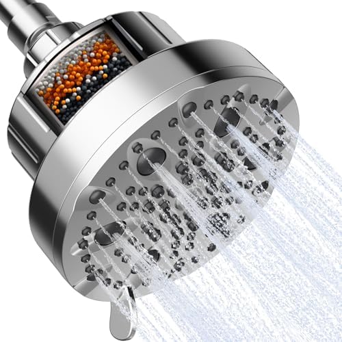 OFFO Filtered Shower Head, 20 Stage Shower Filter Head for Hard Water with Pause Mode, 9 Modes High Pressure Shower Head with Filter for Remove Chlorine and Harmful, Chrome by OFFO