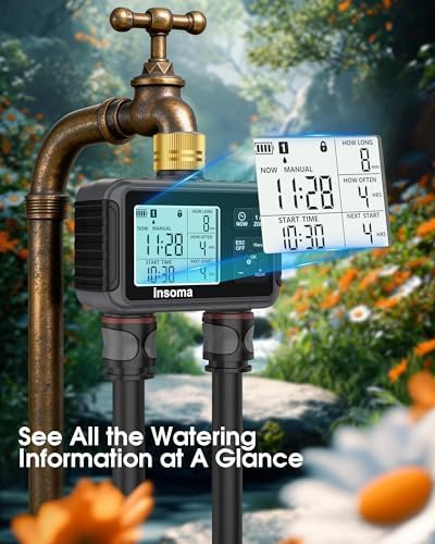 Insoma Water Timer with Brass Inlet, 2 Independent Zones Outdoor Hose Timer for Garden Faucet with Auto/Manual/Rain Delay Mode, Sprinkler Irrigation Controller for Yard Lawn - Image 7