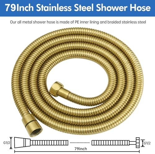 RUMOSE 79 inches Extra Long Shower Hose, Gold - Image 6