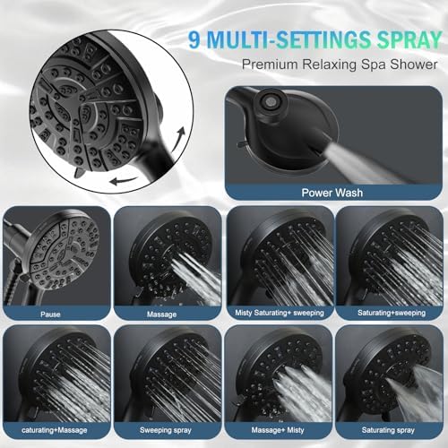 BESAQUO 9 Settings High Pressure Magnetic Shower Head with Handheld - Image 5