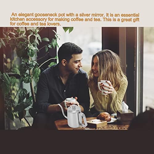 350ml Small Coffee Pot, Gooseneck Pour Over Coffee Kettle, Stainless Steel Long Narrow Spout Manual Coffee Kettle with Cover for Home Coffee Use(Silver) - Image 7