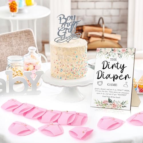 Roowest 51 Pcs Dirty Diaper Baby Shower Games, Pink Flower - Image 6