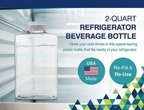 Arrow 2 Quart Jug for Cold Drinks - Clear View Plastic Refrigerator Bottle with Cap & Easy-Pour Spout - Graduated Markings - Ideal for Water, Iced Tea, Juice & Milk - BPA Free - Made in USA - Image 2