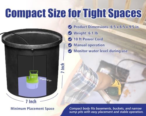 Green Expert 1/4HP Submersible Utility Pump, 2000GPH Flow, 316 Stainless Steel Components, Corrosion-Resistant for Pool, Hot Tub, Saltwater, Seawater, Vinegar, Tankless Heater Flush and Water Removal - Image 5