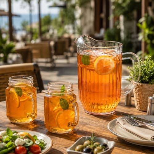 Restaurantware 47 oz Clear Plastic Water Pitcher, Beer and Juice Jug, 1 Ct - Image 3