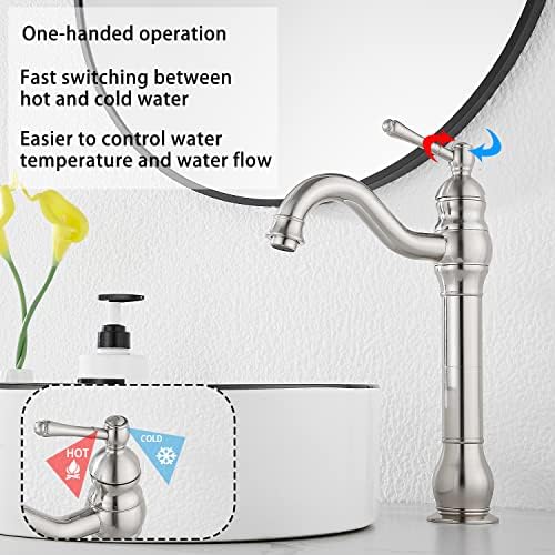 Bathroom Vessel Sink Faucet, Brushed Nickel - Image 5