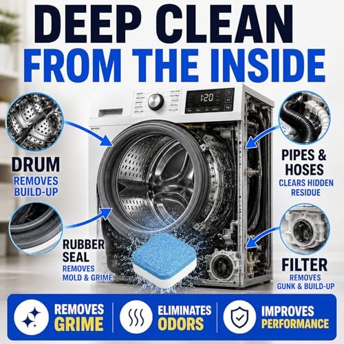 Washing Machine Cleaner Tablets - Penetrating Deep Clean Washer Cleaner Tablets For Front Loader And Top Load HE - Active Formula Tub Descaler Deodorizer - Image 4