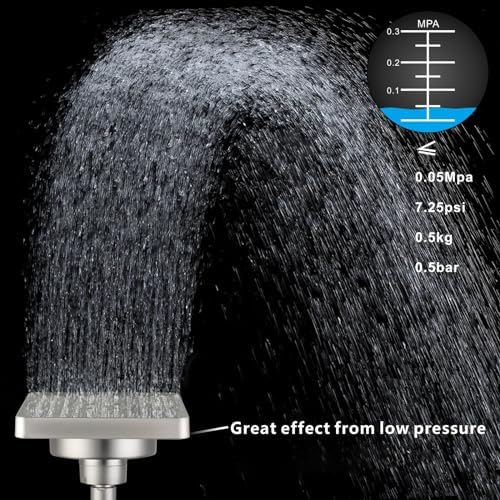 High Pressure Rain Shower Head with Filtered - 6" Square Showerhead Filter for Remove Chlorine and Harmful Substances, Improve Hair and Skin Problems, Brushed Nickel - Image 2