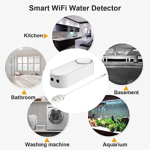 Multifunctional WiFi Water Leak Detector, 6.5ft Split Drip/Leak Detection Cable, Dual Interface, Expandable, Smart Leak Sensor Alarm, AAA Battery Powered, APP Monitoring, Over 5 Months Standby - Image 6