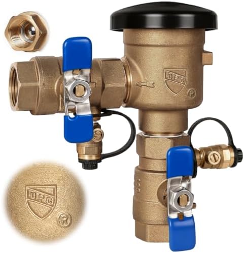 【UPC® Certified】1" Brass Pressure Vacuum Breaker, 400PSI Max, Heavy Duty Brass Sprinkler Backflow Preventer for Non-Potable Systems Like lawn Irrigation System and More by ONDAQUA