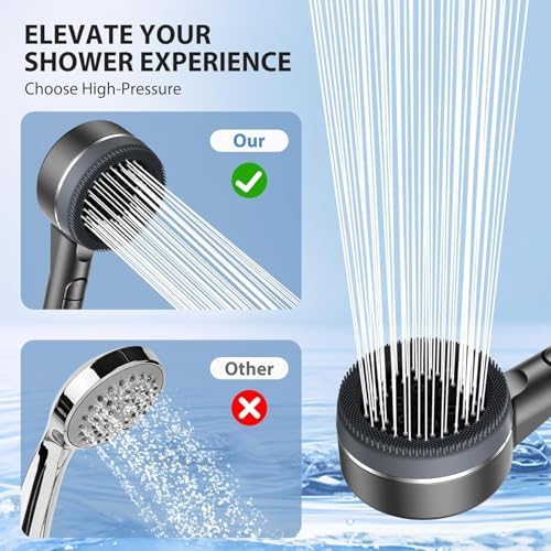 Filtered Shower Head with Handheld, High Pressure Water Flow and Multiple Spray Modes Ion Shower Head Drop with Filter, Power Wash for Hard Water, Showerhead with ON/OFF Switch for Pets Bath - Image 4
