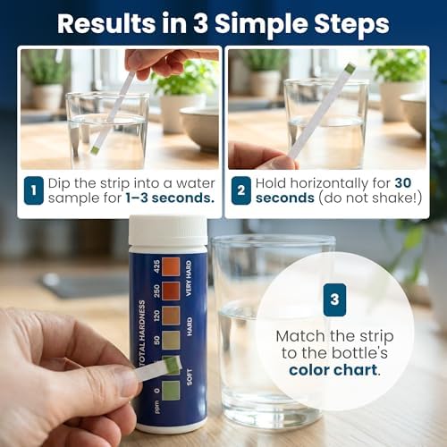 Water Hardness Test Strips – 150 Strips for Home, Well Water & Water Softeners – Instant Results in 30 Seconds – Tests Soft, Hard & Very Hard Water – Perfect for Kitchens, Showers & Appliances - Image 5