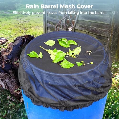 for Deck, Patio, Lawn, Backyard, Garden, Outdoor, Rain Harvesting Netting Screen Protector, 37.4 Water Collection Bucket Yarn Cover, Four Pcs Rain Barrel Mesh Cover with Drawstring - Image 2