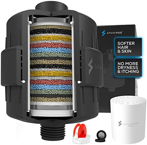 SparkPod 23-Stage Shower Head Filter for Showerheads, Black Matte by SparkPod
