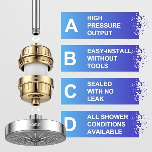 25 Stages Shower Filter with 3 Cores - Maximize Shower Sediment Filtration & Reduce 97.45% Chlorine in Shower Water - For Softer Skin & Shinier Hair - Gold - Image 6