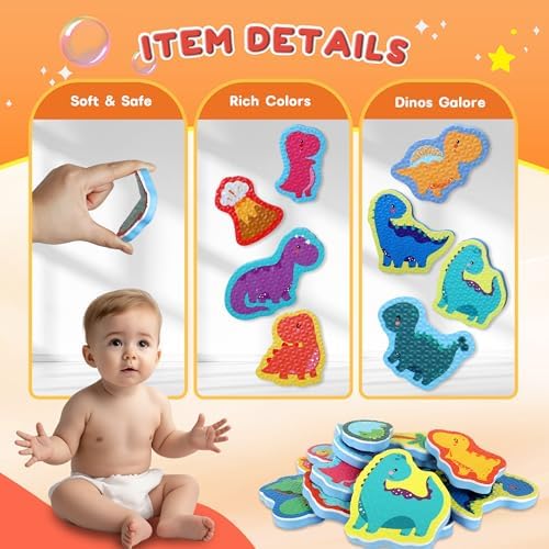 Dinosaur Bath Toys, 16PCS Foam Bathtub Toys for Toddlers 1-3 - Image 6