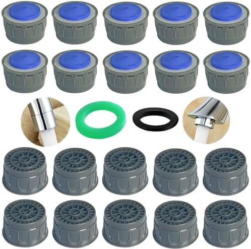 Faucet Aerator, 2.2GPM Flow Restrictor Plug-In Faucet Aerator Replacement Parts for Bathroom or Kitchen (blue 20 Pcs) by BOETOADG