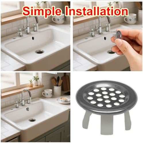 6 Pack Stainless Sink Basin Trim Overflow Cover,Bathroom Sink Overflow Trim Ring Stainless Steel Mesh Round Hole,Sink Basin Trim Ring Insert in Hole Round Caps for Home,Sink,Bathroom,Kitchen - Image 5