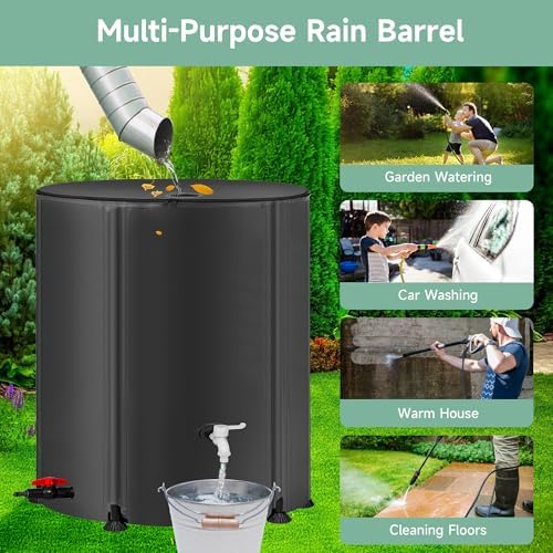 Collapsible Rain Barrel Water Storage Containers-105 Gallon Portable Rainwater Collect System Water Tank to Collect Rainwater from Gutter Downspout Water Catcher with Spigots,Filter＆Overflow Kits - Image 6