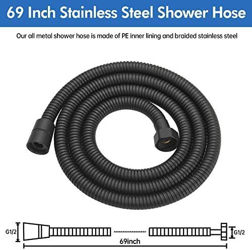 RUMOSE 69 inches Extra Long Shower Hose, Black - Image 6