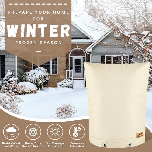 Backflow Preventer Insulation Cover - Water Pipe Insulation Sprinkler Cover for Outside - Insulated Backflow Cover Pouch for Irrigation Back Flow Valve in Winter or Sun Exposure (25" W x 30" H, Sand) - Image 6