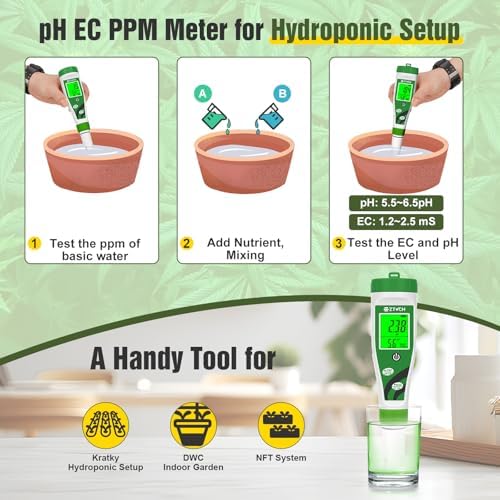 Hydroponic pH EC Meter, Water pH TDS PPM Meter - Image 3