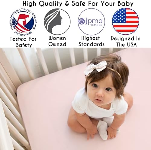 Sweet Jojo Designs Fitted Baby Crib Sheets (Blush Pink) for Girls, Infant Nursery, Toddler Room - Standard Size (Solid Color, for the Elegant, Boho, Farmhouse, Bohemian, Watercolor Floral Collection) - Image 3