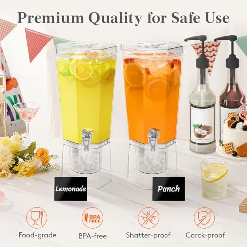 Lifewit 1 Gallon Drink Dispenser for Party with Leak-Proof Spigot, 3 Pcs - Image 3