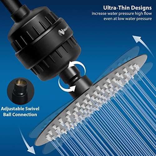 NearMoon Shower Head and 15 Stage Shower Filter Combo, High Pressure Filtered Shower for Hard Water, Improves the Condition of Your Skin, Hair (8 Inch, Black) - Image 5
