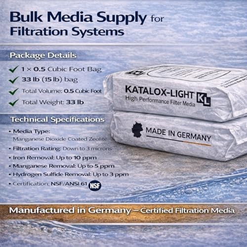 Katalox Light Filter Media 0.5 Cubic Foot (33 lb, 1 Pack) – High Capacity Iron, Manganese & Sulfur Removal – NSF Certified Water Filtration Media for Well & Commercial Systems - Image 5