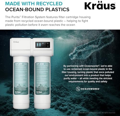 KRAUS Bolden 2-in-1 Commercial Style Pull-Down Single Handle Water Filter Kitchen Faucet in Matte Black with Purita 2-Stage Under-Sink Filtration System - Image 6