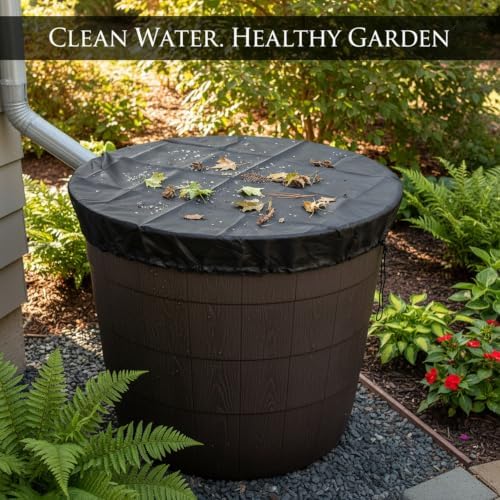 Rain Barrel Mesh Filter Cover, Polyester Mesh Screen, Fits Open-Top Containers up to 39.4 Inches, Black (1 PC) - Image 2