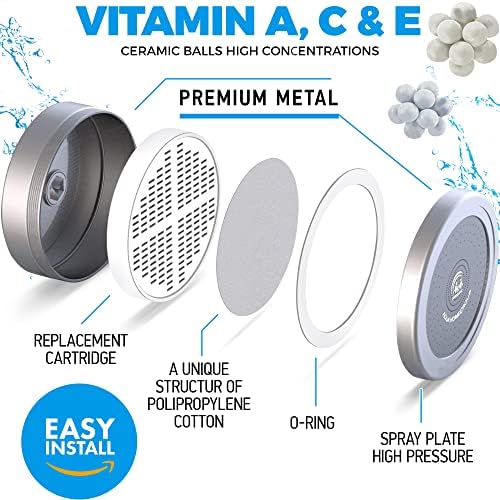 AquaHomeGroup Filtered Shower Head, Chrome, 2-Stage, 2.5 GPM, 2 Cartridges - Image 2