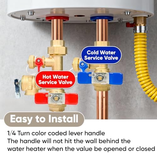 Upgrade 3/4 Inch IPS Isolator Tankless Water Heater Service Valve Kit, Isolation Valve with Pressure Relief Valve, Lead-Free Brass, Compatible with Rheem/Rinnai/EcoSmart/Navien/Noritz/Takagi/Bosch - Image 4