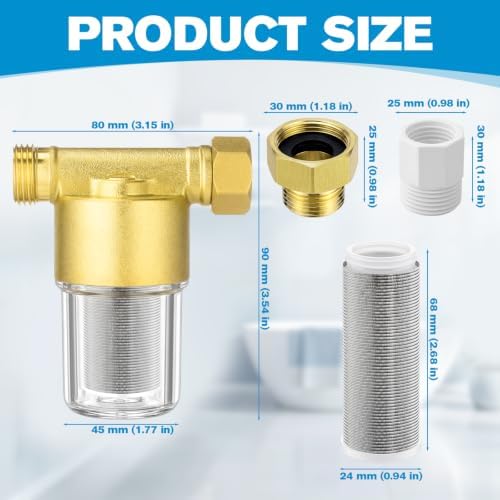 Gerrii 1 Pack Brass Washing Machine Water Filter Reusable, Gold - Image 2