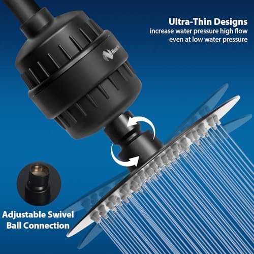 NearMoon Shower Head and 15 Stage Shower Filter Combo, High Pressure Filtered Shower for Hard Water, Improves the Condition of Your Skin, Hair (6 Inch, Black) - Image 4