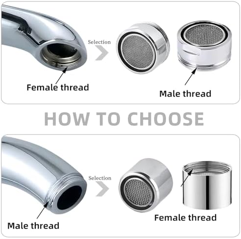 8 Pcs Faucet Aerator Replacement Parts, Kitchen Sink Male Female Thread Parts With Wrench and Gasket, Faucet Filter Starter With Brass Shell for Bathroom - 8 Sizes - Image 3