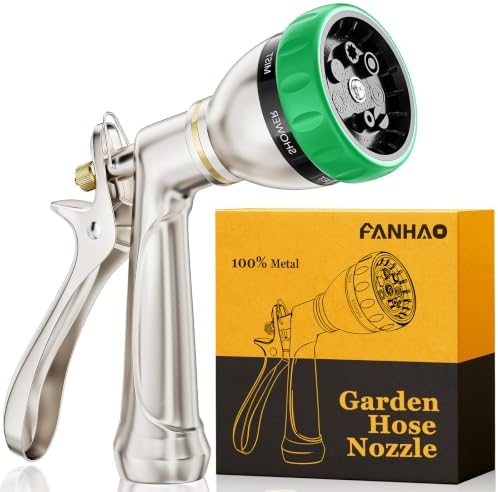 FANHAO Upgraded 100% Metal Garden Hose Nozzle Heavy Duty, 7 Spray Patterns by FANHAO