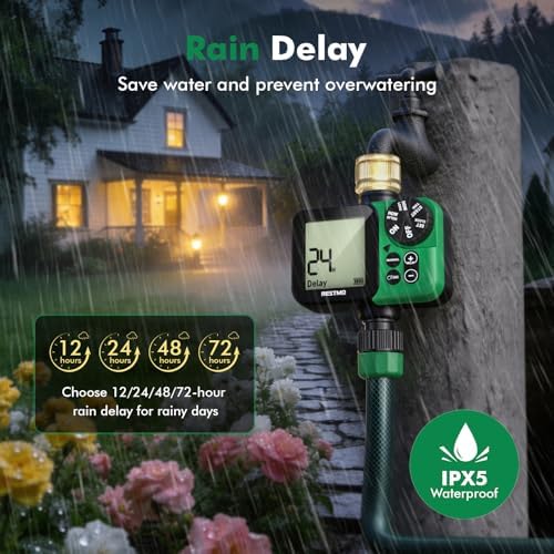 RESTMO Water Timer, Oversized LCD Sprinkler Timer with Brass Inlet - Image 4