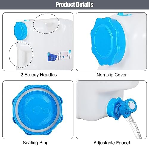 RedSwing 4.9 Gallon/18.5L Portable Water Container with Spigot, Water Storage Carrier for Camping Outdoor Hiking Backpacking, BPA Free, White - Image 2