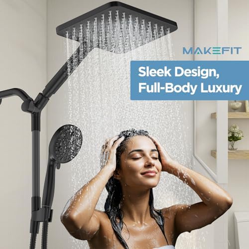 Dual Handheld Shower Head Combo, 2-in-1 Rain Shower Heads System Wide Rainfall Shower Head and 10 Modes High Pressure Hand Held Showerhead with Built-in Power Wash - Image 2
