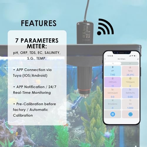 Smart Water Quality Monitor, 7-in-1 pH | Temperature | TDS | EC | Salinity | S.G & ORP WiFi Water Quality Tester Probe, EC pH Monitor for Hydroponics, Aquarium, 24/7 Real-Time Monitoring - Image 2