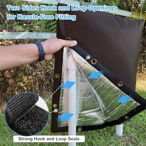 Backflow Preventer Cover for Winter Freeze Protection, Five-Layer Insulation Design, Hook and Loop Openings with Grommet Holes,Outdoor Pipe and Sprinkler Cover,30''W x 24''H- Brown - Image 4