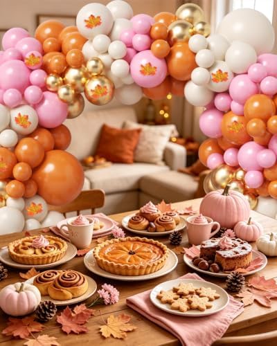 Fall Balloon Arch Kit for Autumn Thanksgiving Party Decorations Pink - Image 5