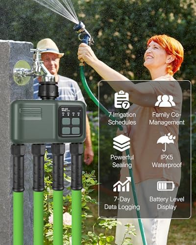 WiFi Water Timer for Garden Hose, Sprinkler Timer 4 Zone, Smart Hose Water with WiFi Irrigation Controller,Voice Control RF433 Automatic Irrigation System/Rain Delay/Manual Watering D34WT06 - Image 5